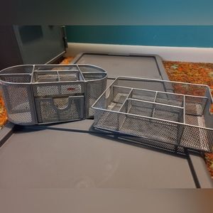 Used Gray metal desk organizers set
